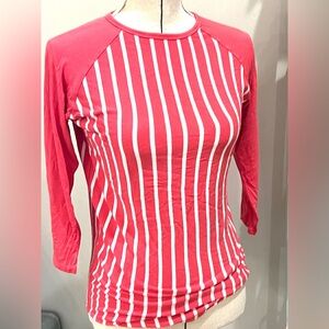 LuLaRoe Red and White Striped Long Sleeve Top